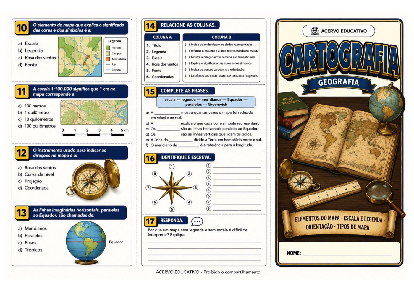 Folder de Cartografia — capa e atividades