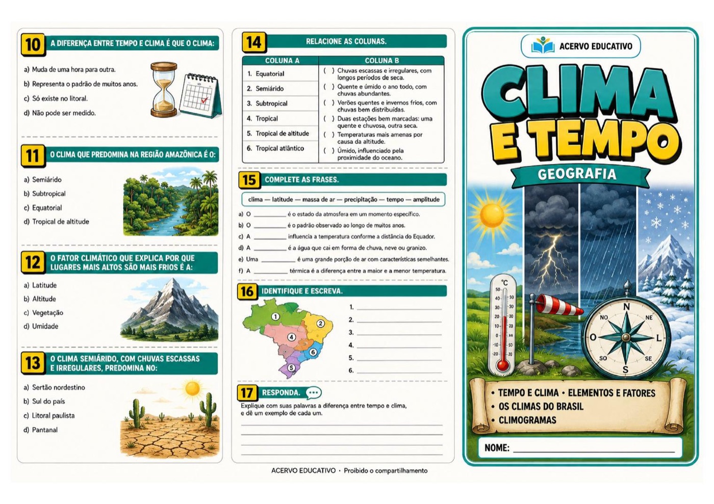 Folder de Clima e Tempo — capa e atividades